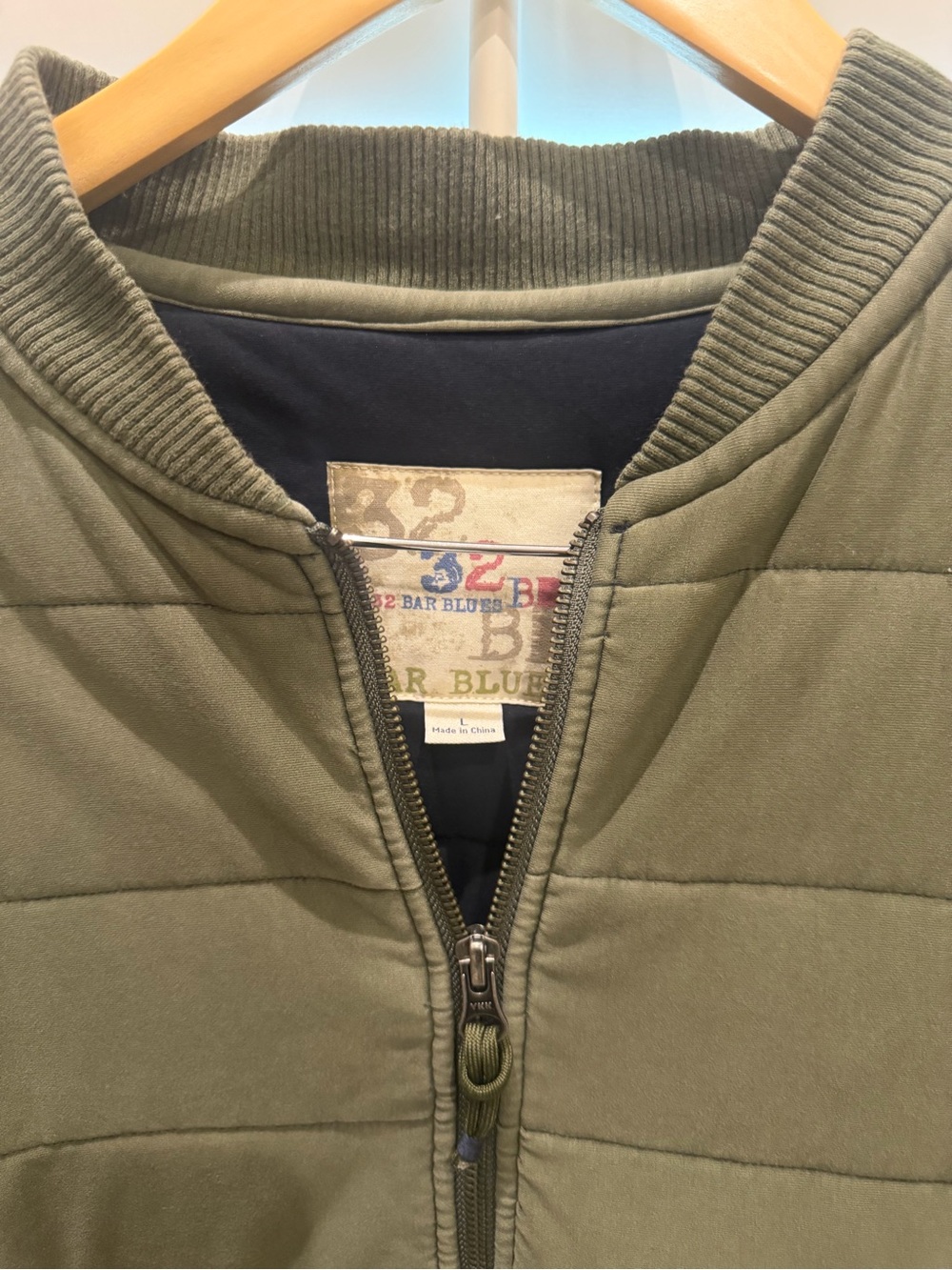 32 Bar Blue Men’s Olive Quilted Bomber Jacket